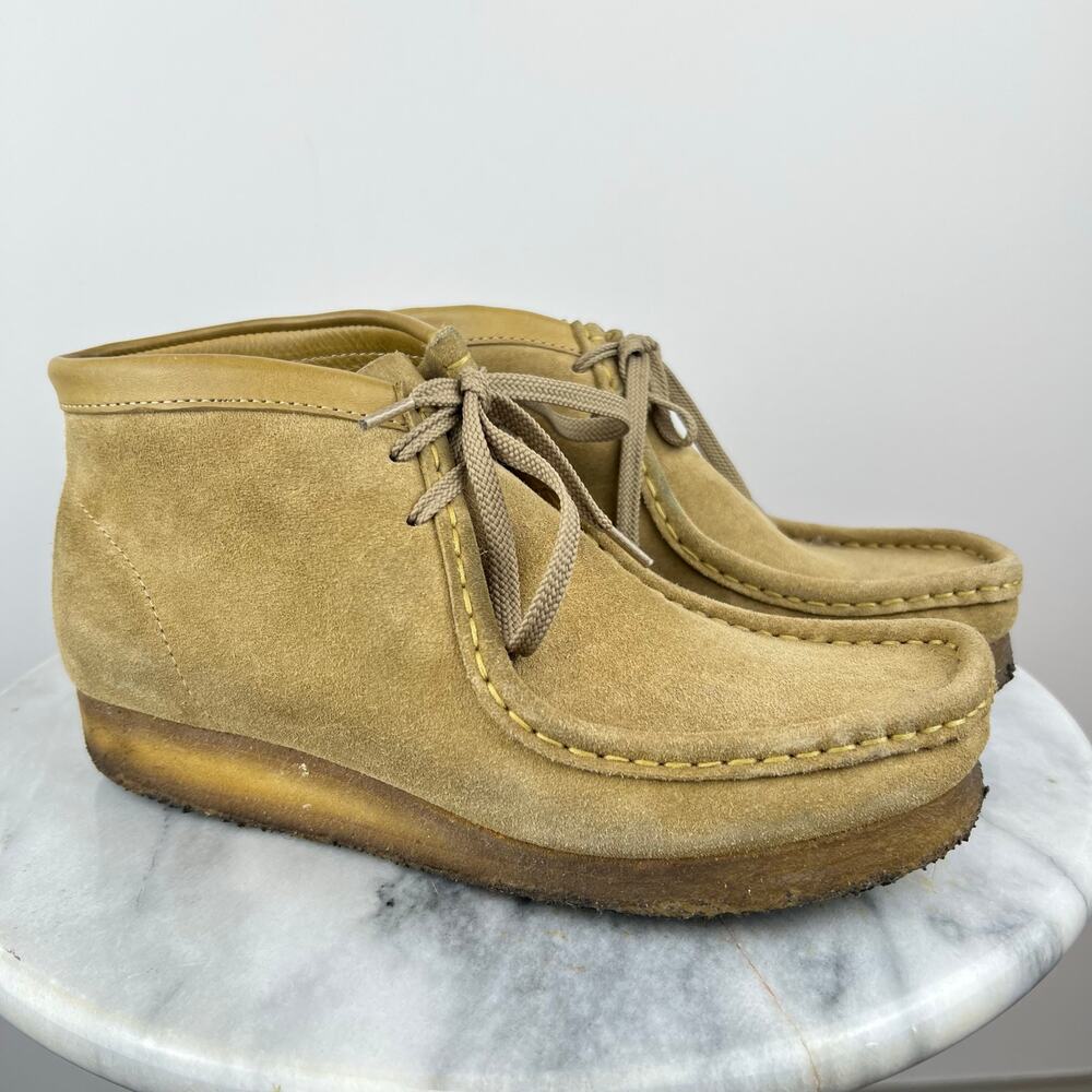 Women's Clarks Originals Wallabies Tan Suede Leather Suede Chukka Boots (8.5) - Picture 3 of 11